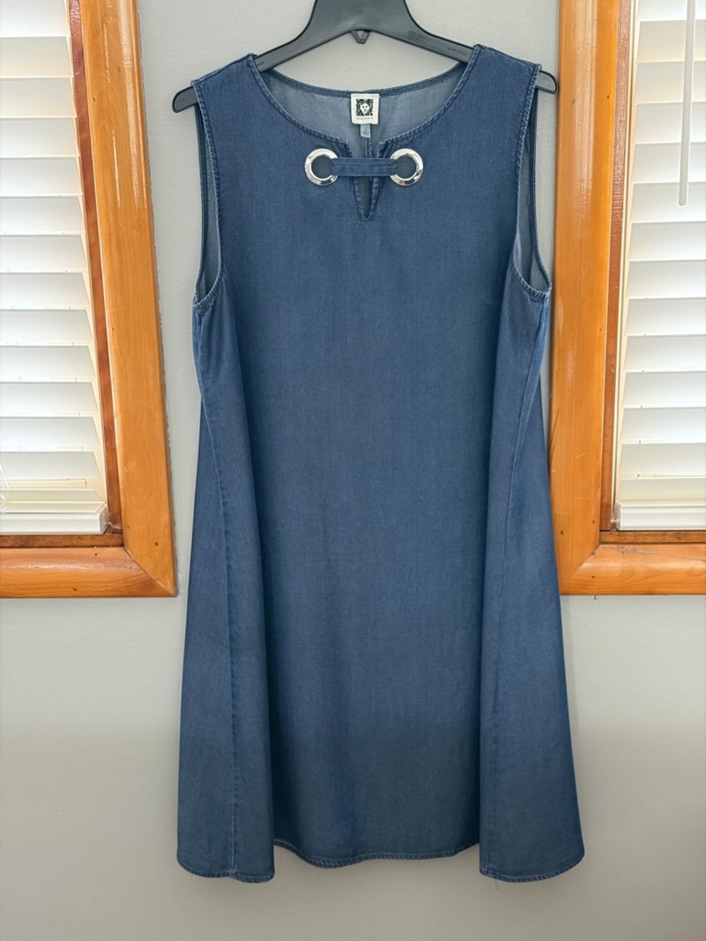 Anne Klein Chambray Dress with Silver Grommet Accent, size 12